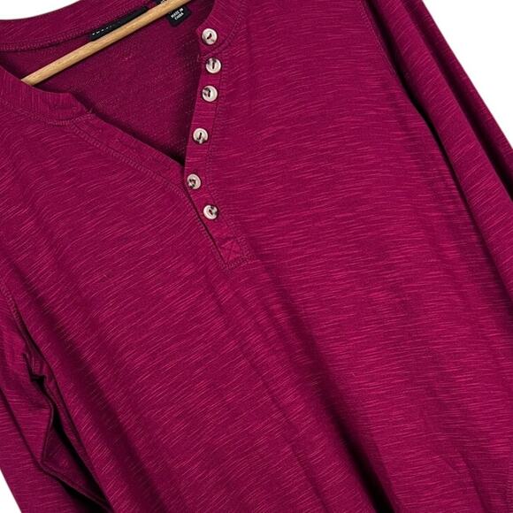 SUSAN GRAVER WEEKEND‎ Women's MP Red Button Neck Casual Knit Pocketed Tunic Top - Picture 1 of 11